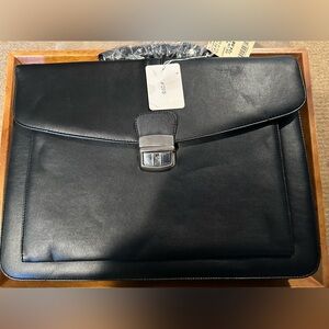 Attaché case, Men’s Black Leather Attache case with handle and strap